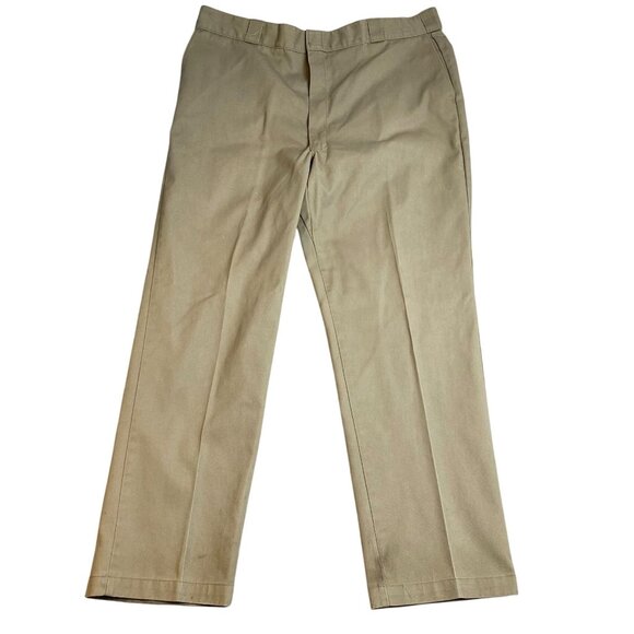 Dickies Men's Work Pants 41x29 Measured Flat Front Beige Durable Blend - Picture 1 of 12